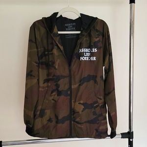 Camo Assholes Live Forever Windbreaker NWOT
